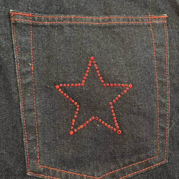 NWT Y2K Second Generation Denim Shorts Women 16 Dark Rhinestone Star Pockets - Picture 8 of 16